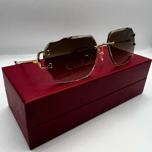 Cartier Gold and Brown Sunglasses